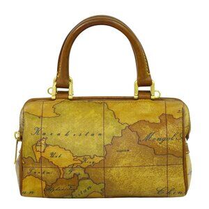 PRIMA CLASSE PVC Mini Boston Handbag Brown Gold